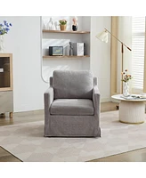 29.92'' Swivel Accent Chair, Upholstered Skirted Swivel Chair with Removable Back Cushion, 360 Degree Comfy Armchair for Living Room, Nursery, Lounge
