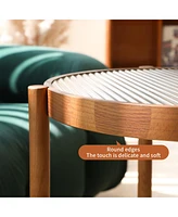 Modern Farmhouse Living Room Coffee Table Set, Stylish and Elegant Nesting Round Wooden Table,Side End table set for Living Room,Bedroom-1pc End Table
