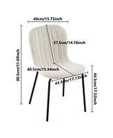 Streamdale Furniture Off White Boucle Dining Chairs Set of 4,Mid-Century Modern Upholstered Pu Leather Chairs,for Kitchen Dining Room