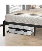 Slickblue Twin Size Platform Bed with Headboard Sleek and Sturdy Design for Space-Saving Comfort