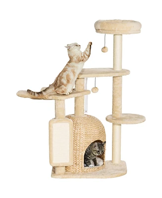 PawHut 44" Cat Tree Tower with Scratching Posts, Cat Condo, Hammock, Bed