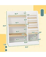 Qaba 4 Tier Kids Bookshelf and Toy Storage Organizer with Book Rack,