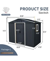 8ft x 4ft Outdoor Metal Storage Shed with Window and Metal Foundation for Backyard, Patio