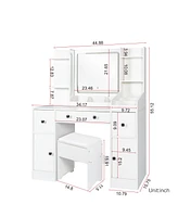 Vanity Desk with Mirror and Lights Makeup Desk with Drawers and Cabinet Vanity Table with Led Light Big Makeup Table
