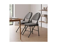 gaomon 4 Pack Folding Chairs,Outdoor & Indoor Event Portable Metal Folding Chairs with Cushion,Fabric Dining Chair Set with Padded Cushion and Back