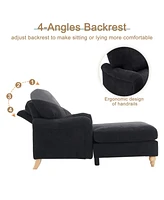 Streamdale Furniture Modern Mid-Century Indoor Oversized Chaise Lounger Comfort Sleeper Sofa with Soild Wood Legs
