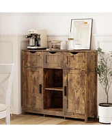 Streamdale Furniture Storage Cabinets,Wooden Floor Cabinet,with Drawers and Shelves Storage Cabinets,Accent Cabinet for Living Room,Bedroom,Bathroom F