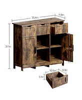 Streamdale Furniture Storage Cabinets,Wooden Floor Cabinet,with Drawers and Shelves Storage Cabinets,Accent Cabinet for Living Room,Bedroom,Bathroom F