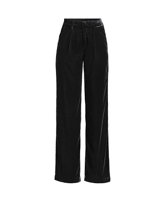 Lands' End Women's Velvet High Rise Pleated Wide Leg Pants