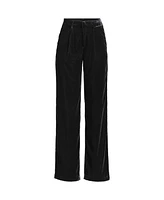 Lands' End Women's Velvet High Rise Pleated Wide Leg Pants