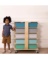 ECR4Kids 20-Compartment Mobile Storage Tower, 5x4, Natural