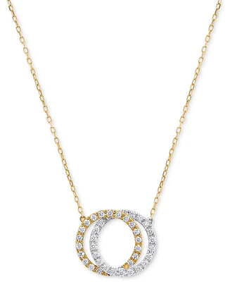 Diamond Interlocking Circle Pendant Necklace (1/2 ct. t.w.) in 14k Two-Tone Gold, 16" + 2" extender