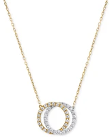 Diamond Interlocking Circle Pendant Necklace (1/2 ct. t.w.) in 14k Two-Tone Gold, 16" + 2" extender