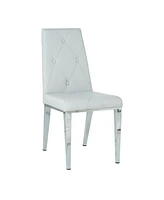 Modern simple light luxury dining chair Light grey chair Family bedroom stool back Pu electroplated chair legs, suitable for kitchen living room dinin