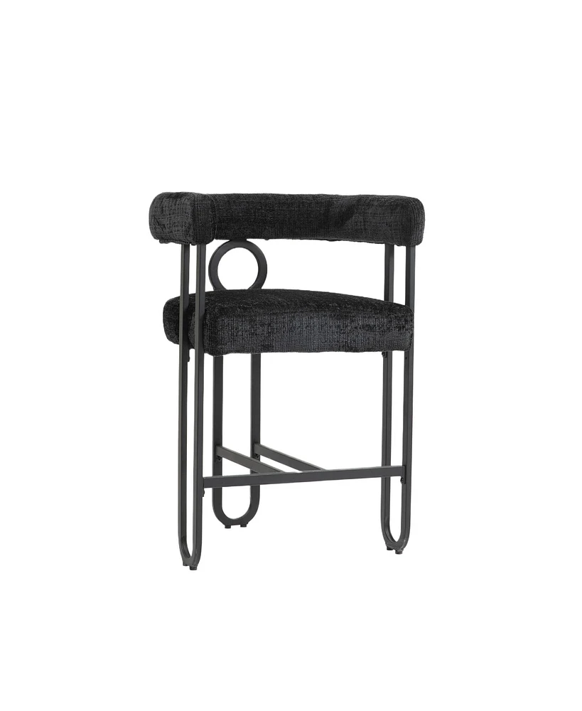 Streamdale Furniture Bar Stools Set of 1, Modern Bar Stool with Back, Black Metal Frames, Upholstered Bar Stools for Kitchen Island, Pub