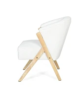 Streamdale Furniture Modern Accent Chair with White Upholstery and Solid Wood Frame, Minimalist Lounge Chair for Living Room, Bedroom, or Office