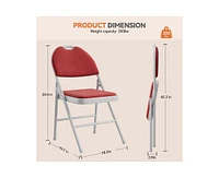 gaomon Folding Chairs 2 Pack, Portable Metal Chairs with Cushions and Non-Slip Feet Pads for Home and Office, Indoor and Outdoor Events