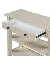 Retro Console Table with Drawer and Two Sturdy Shelves for Entryway, Living Room (Black)