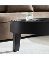 Streamdale Furniture 47.24''Fiberglass Clound Coffee Table for Living Room,Matte Black Relief Table front of the Sofa, Irregular Center Table for Apar