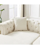 135.5-inch Modern Style Chenille Three Piece Sofa, Pull Point Design U-shaped Sofa two Chaise Longue Seats, two Pillows and Wooden feet