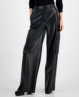 Hugo Women's Mid-Rise Faux-Leather Cargo Pants