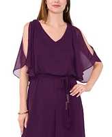 Msk Women's Cold-Shoulder Belted Wide-Leg Jumpsuit