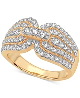 Diamond Multirow Milgrain Bead Statement Ring (1 ct. t.w.) in 14k Gold