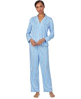 Lauren Ralph Women's Striped Notched-Collar Pajama Set