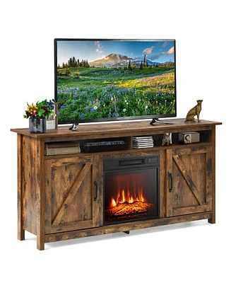 Gymax 60'' Industrial Fireplace Tv Stand W/ 18'' 1400W Electric Fireplace