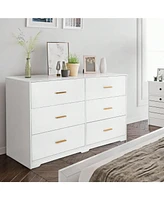 gaomon 6-Drawer Dresser, Retro Chest Of Drawers With Metal Handle, Modern Double Dresser- Large Storage Cabinet For Bedroom, Living Room