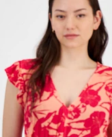 Miken Juniors' Printed Ruffled Cover-Up Top, Exclusively at Macy's