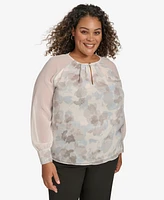 Calvin Klein Plus Printed Long-Sleeve Blouse