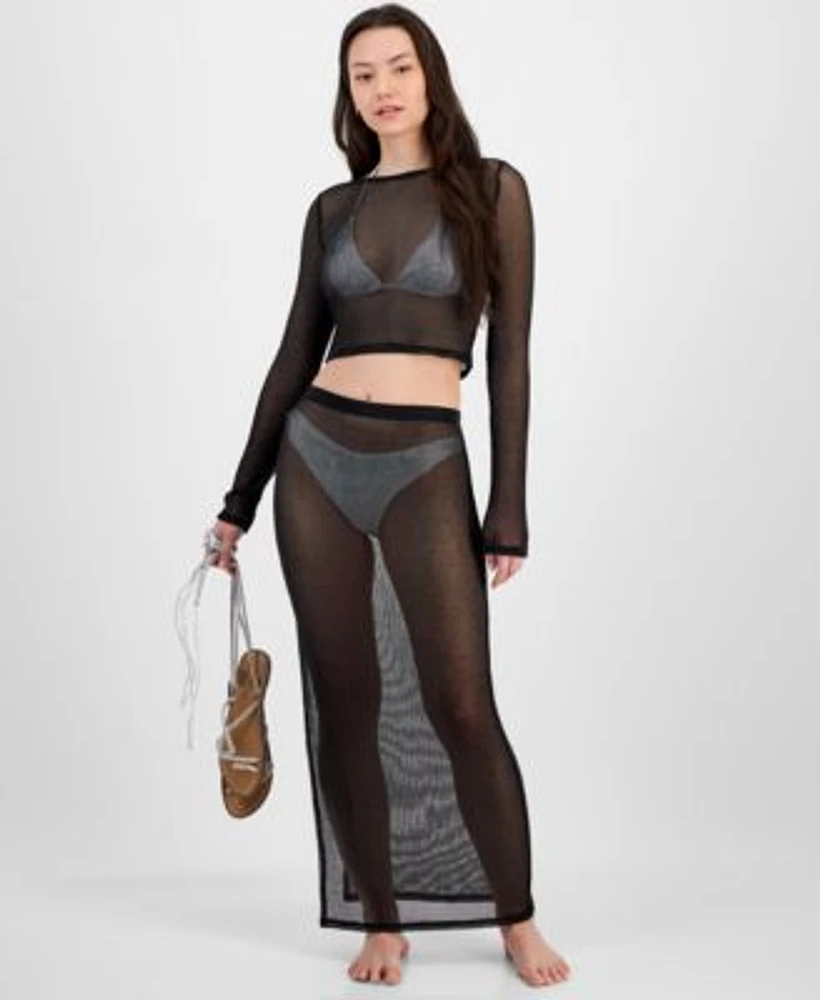 Miken Juniors Metallic Mesh Cover Up Top Metallic Mesh Skirt Cover Up Exclusively At Macys