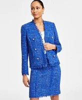 I.n.c. International Concepts Women's Collarless Tweed Blazer, Exclusively at Macy's