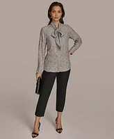 Donna Karan New York Women's Metallic Floral Tie-Neck Blouse