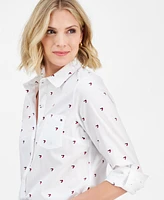 Tommy Hilfiger Women's Cotton Heart-Logo Printed Shirt