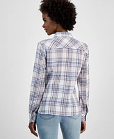 Tommy Hilfiger Women's Plaid Contrast Roll-Tab Shirt