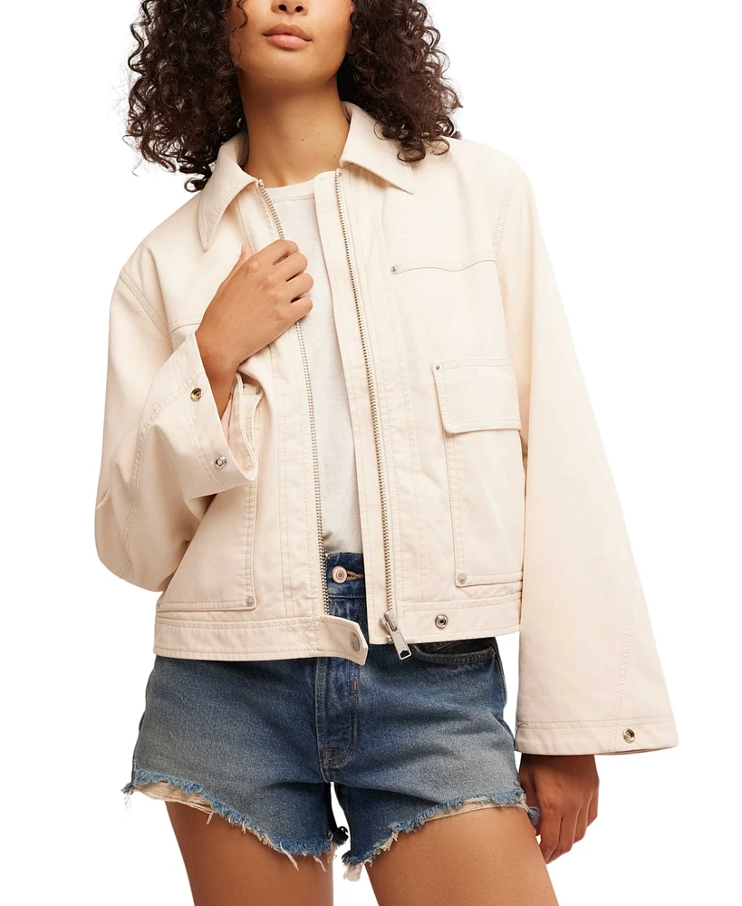 Free People Women's Blair Faux-Suede Wide-Sleeve Jacket