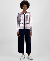 Tommy Hilfiger Women's Striped Contrast-Trim Button Cardigan