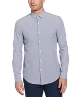 Perry Ellis Men's Slim Fit Long Sleeve Button Front Geometric Print Shirt