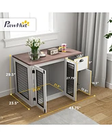 PawHut 44" Furniture Dog Crate with Double Door & Storage for M Dogs,