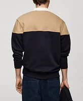 Mango Men's Two-Tone Cotton Polo Sweatshirt