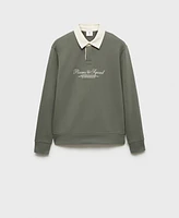 Mango Men's Front Text Polo Sweatshirt