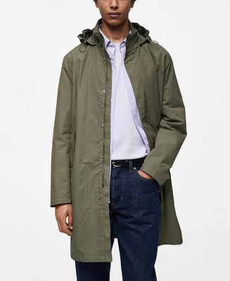 Mango Men's Water-Repellent Hooded Parka