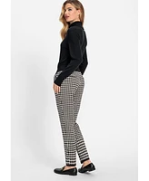 Olsen Women's Houndstooth Jersey Knit Cropped Pant