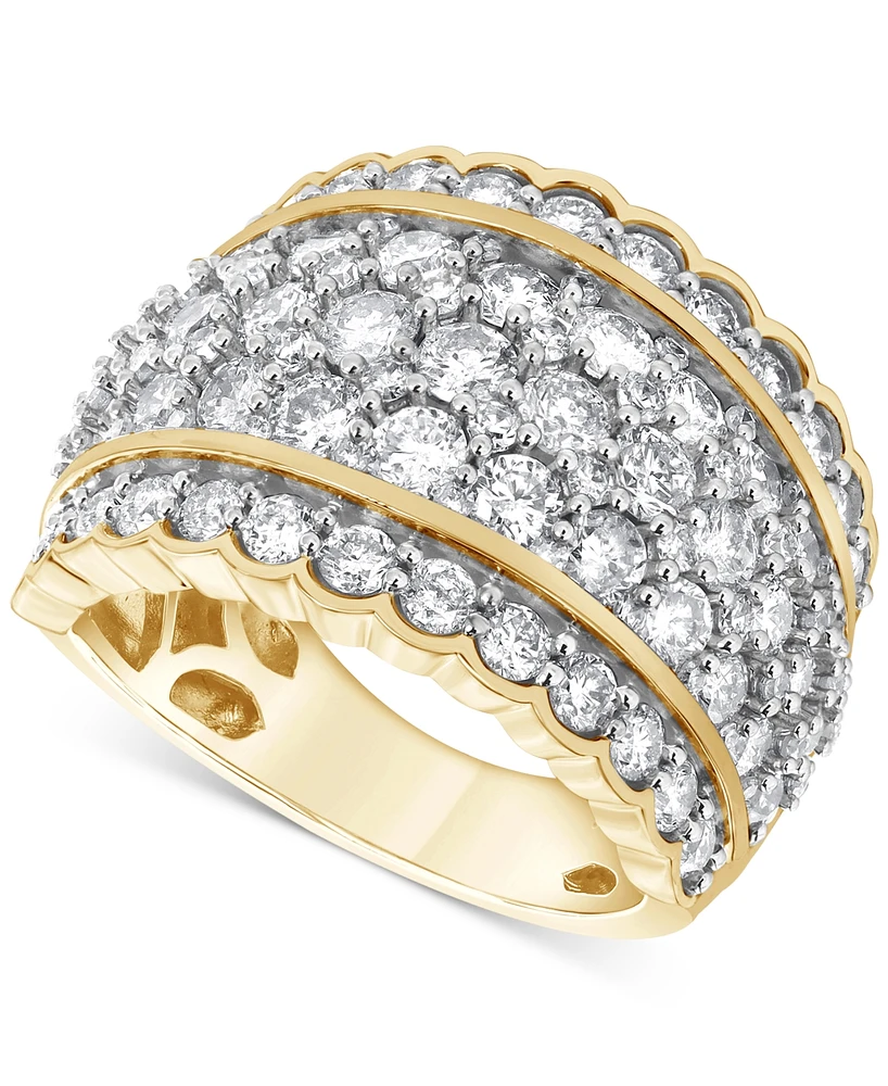 Diamond Multirow Wide Scallop Edge Statement Ring (3 ct. t.w.) in 14k Gold