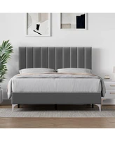 gaomon Full Size Bed Frame with Adjustable Headboard, Velvet Upholstered Platform Bed Frame