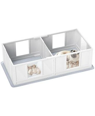 Pawhut Whelping Box For Dogs With Waterproof Whelping Pad Double Room