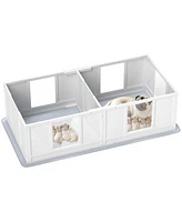 Pawhut Whelping Box For Dogs With Waterproof Whelping Pad Double Room