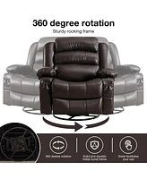 Boyel Living Massage Swivel Rocker Recliner Chair with Vibration and Heat Ergonomic Lounge